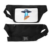 UFO Beaming Down a Slice of Pizza Unisex Waist Bag Black