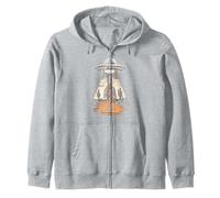 UFO Beaming Down on a Western Cowboy Zip Hoodie