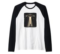 UFO Beams a Cat for Hilarious Alien Tales Raglan Baseball Tee