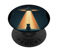 UFO Beams a Cat Up for Cosmic Fun PopSockets Adhesive PopGrip