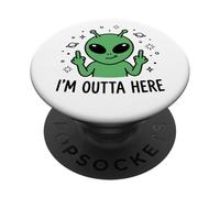 UFO Believer Alien Escape Funny Space Graphic PopSockets Adhesive PopGrip