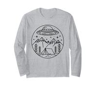 UFO Camping Shirt Alien Spaceship Mountain Hiking Outdoors Long Sleeve T-Shirt