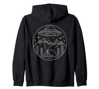 UFO Camping Shirt Alien Spaceship Mountain Hiking Outdoors Zip Hoodie
