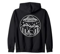 UFO Camping Shirt Alien Spaceship Mountain Hiking Outdoors Zip Hoodie
