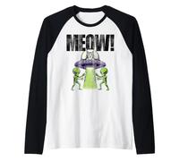 UFO Cat Alien Science Fiction Funny Graphic Raglan Baseball Tee