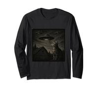 UFO Cat Encounter Under The Night Sky Long Sleeve T-Shirt