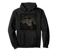 UFO Cat Encounter Under the Night Sky Pullover Hoodie