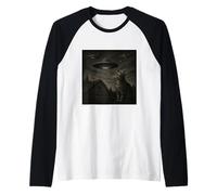 UFO Cat Encounter Under The Night Sky Raglan Baseball Tee