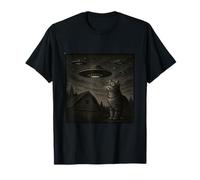 UFO Cat Encounter Under The Night Sky T-Shirt