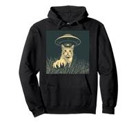 UFO Cat Silent Sky Illustration Curious Minds Pullover Hoodie