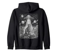 Ufo Cat Space Desert Engraving Tabby Cat Art Adventure Zip Hoodie