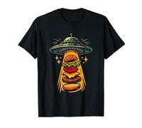UFO Cheeseburger Abduction Funny Alien Spaceship Burger T-Shirt