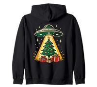 UFO Christmas Tree Abduction Alien Holiday Outfit Zip Hoodie