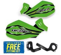 UFO Claw Handguards in KX Green Universal MX Enduro Hand Guards + Mounting Kit