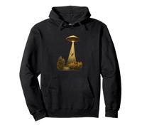 UFO Cow Abduction Surreal Vintage Alien Art Pullover Hoodie