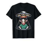 UFO Cow Abduction Value Graphic T-Shirt, Men, Black, S
