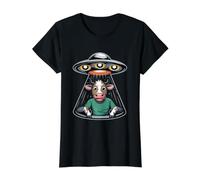 UFO Cow Abduction Value Graphic T-Shirt, Women, Black, S