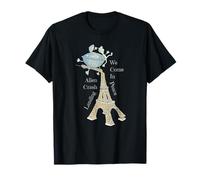 UFO Crash Landing on The Eiffel Tower Funny Sci-Fi Art Print T-Shirt