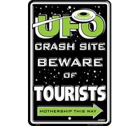 Ufo crash site tourists parking sign For Home Bathroom Restaurants Kitchen Garden Cave Garage Office Bar Cafe 8×12 INCH