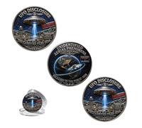 UFO Disclosure 2026 Commemorative Coin - Area 51 Aliens Double-Sided Collectible Token, “The Truth Is Out There” Challenge Coin for Sci-Fi Fans, Office Desk Decor (3pcs)
