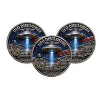 UFO Disclosure 2026 Commemorative Coin, The Truth is Out There UFO Token, Area 51 UAP Challenge Coin, Spaceship Files Double-Sided Challenge Coins, for Sci-Fi Enthusiasts (3pcs)