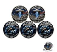 UFO Disclosure 2026 Commemorative Coin, UAP Disclosure Archive Challenge Coin, The Truth is Out There UFO Token, for Alien & Sci-Fi Enthusiasts (5PCS-A)