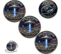 UFO Disclosure 2026 Commemorative Coin, UAP Disclosure Archive Challenge Coin, The Truth is Out There UFO Token, for Alien & Sci-Fi Enthusiasts (3PCS-A)