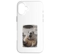 UFO Distressed Groundhog Selfie With Cool Invasion Alien Case for iPhone 16 Plus