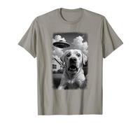 UFO Distressed Labrador Retriever Selfie with Funny Alien T-Shirt