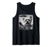 UFO Distressed Yorkshire Terrier Selfie with Invasion Alien Tank Top