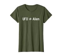 UFO Does Not Equal Alien. Science & Fact Geek. UFOs & Aliens T-Shirt, Women, Olive Green, Small