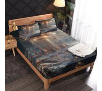 UFO Fitted Sheet, Space Spaceship Bed Sheets King Size, 2 Pillowcase - 30 cm Deep Pocket, Soft Microfiber Patterned Bedding Bedroom Decor - FD222