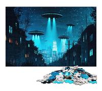UFO Fleet Above The City JigsawPuzzle 1000 Pieces for Adults Paper Puzzles Challenging Brain Teaser for Teenagers Family Game Night Fun 1000 PCS(38x26cm)
