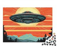 UFO Flying 1000 Piece Recycled Cardboard Sci-fi Retro Style Puzzle Bundle, Educational Game, Personalised Gift, Wall Decor & Family Holidays 70x50cm/1000pcs