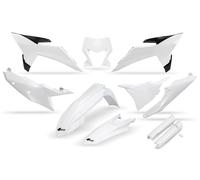 Fairing Kit 10-piece UFO PLAST fairing kit with fork protector white OEM 20-26