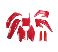 Fairing Kit 9-piece UFO PLAST fairing kit with fork protector red OEM 00-26