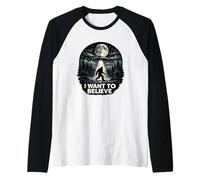 UFO I Want to Believe - Bigfoot Unidentified Flying Objects Raglan Baseball Tee