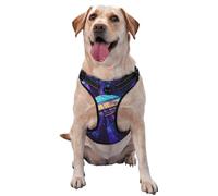 Ufo In Space Stained Glass No Pull Dog Harness Adjustable Reflective Oxford Easy Control Medium Large Dog Harness