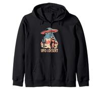 UFO In The Desert Retro Alien Sci-Fi Zip Hoodie