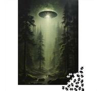 UFO in The Forest 1000-Piece Puzzle for Adults, 52x38cm/1000pcs, White Cardboard with Reduced Dust; An Unhurried Indoor Weekend Activity