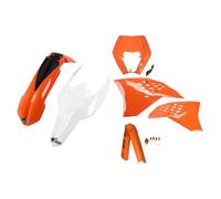 Ufo Ktm Exc/exc-f 2011-2011 With Headlight Ktkit520f-999w Fork Protectors & Plastics Kit