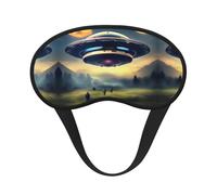 UFO Landing Black Border Satin Sleep Mask for Light Blocking Comfort