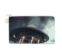 UFO Landing Coin Purses with Zipper, Personalized Zero Wallet for Shopping, Small Makeup Pouches Bag for Travel, Card Organizer Case, Portable Canvas Change Purses