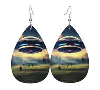 UFO landing Elegant Dangling Teardrop Earrings for Women, Lightweight Leather Earrings, Versatile Everyday Design