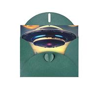 Ufo Landing Greeting Cards For All Occasions - Blank Greeting Cards With Envelopes, Holiday Cards 4x6 Inches (Horizontal) Dark Green
