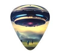 Ufo Landing Guitar Plectrum Set Of 12, Including 3 Thicknesses Of Plectrums For Acoustic Guitars, &Ukuleles And More.