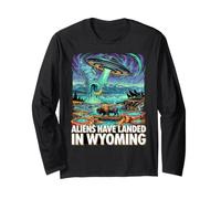 UFO Landing in Wyoming Wild West Long Sleeve T-Shirt
