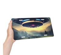 UFO landing License Plate 6" x 12".Novelty License Plate,Printed 6x12 Aluminium Car Signdecorate