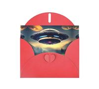 UFO landing patterns Red Pearlescent Paper Holiday Cards 6x4 Inches - With Envelopes for Birthdays, Weddings, and Condolences