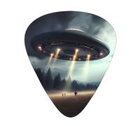 Ufo Landing Printed Guitar Picks 12 Pcs With Organizer Storage Box,Thin,Medium,Heavy Guitar Picks,For Acoustic Guitar Bass